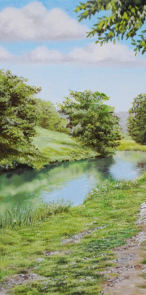 Gargrave Canal Walk 12x10 oil on board by Jayne Farrer