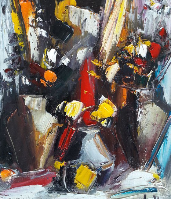 Still life 24x30cm, oil painting, ready to hang, abstract still life