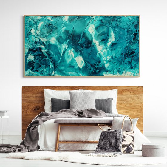 Southern Wash 190cm x 100cm Teal Textured Abstract Art