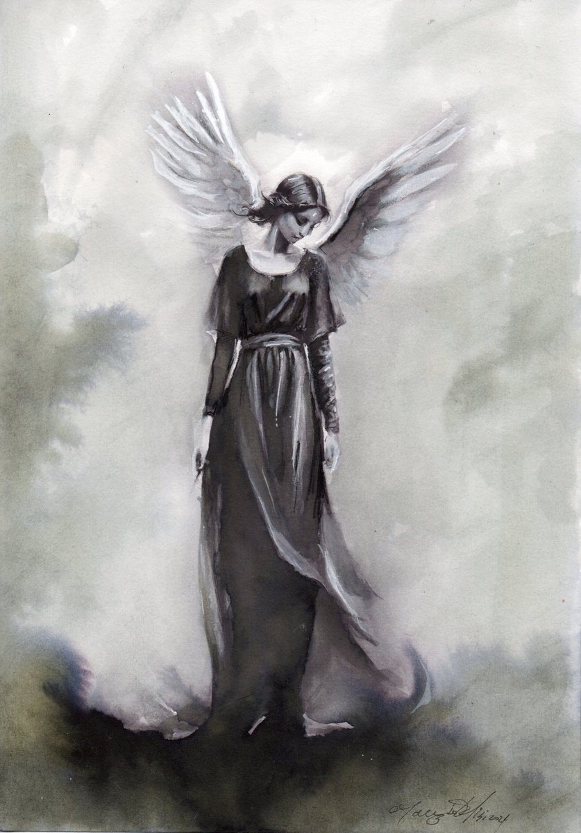 Impressionistic Portrait Ink Drawing By Maurizio Puglisi, 8 X 11", The Sky Above The Last Humans, Original Artwork