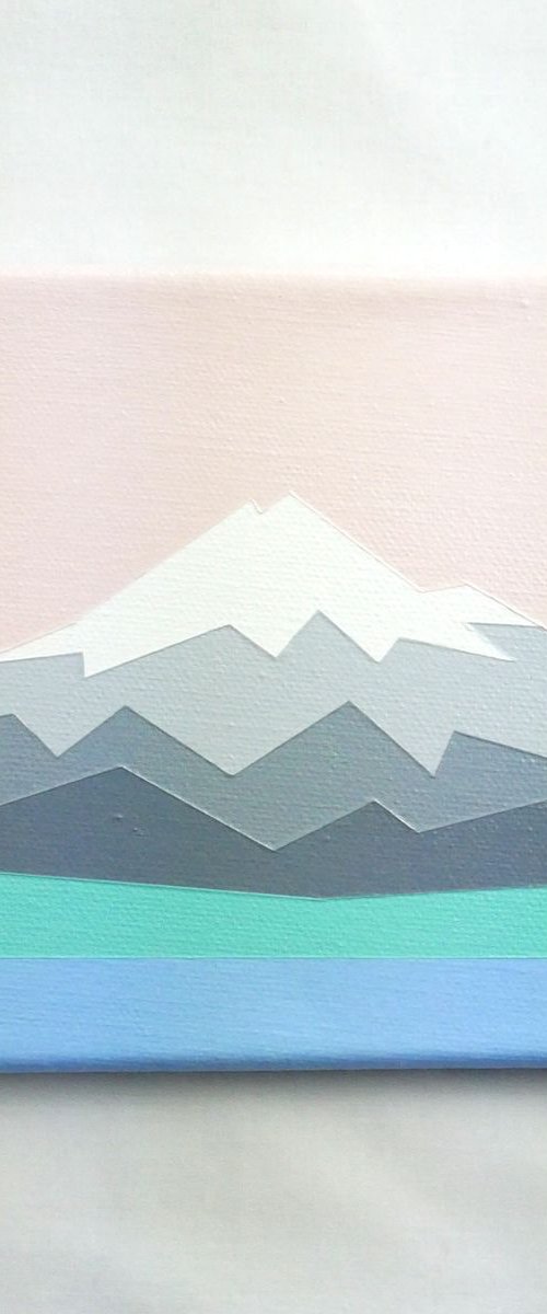 Mount Taranaki original mountain landscape painting by Zoe  Hattersley