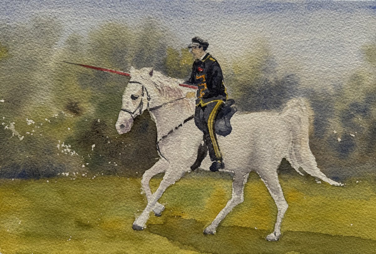 Impressionistic Animal Watercolour By Shelly Du, 12 X 8", Ringreiten Auf Sylt, Original Artwork