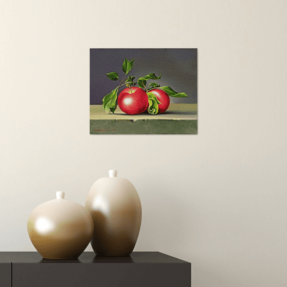 Still life apple (24x30cm, oil painting, ready to hang)