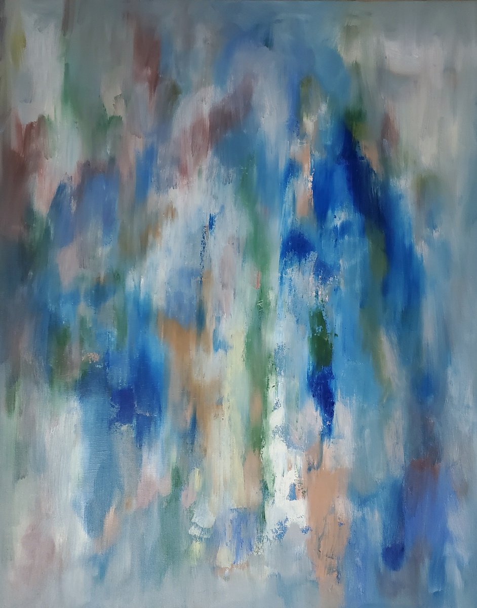 Expressive Abstract Acrylic Painting By Rebecca Hodel, 24 X 30", Apparition, Original Artwork