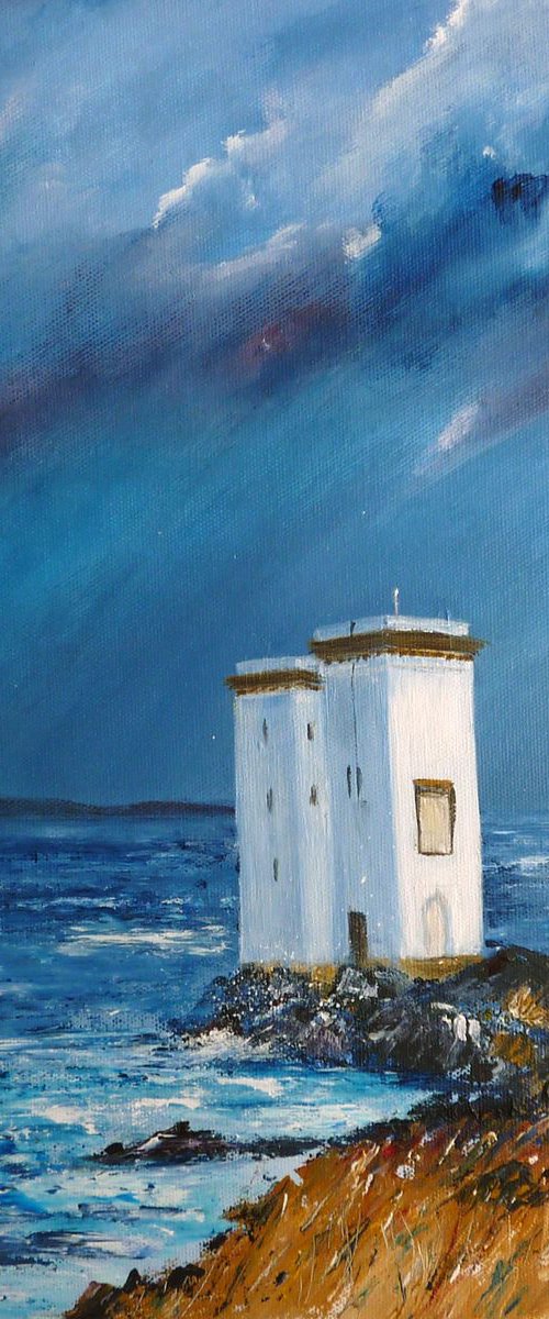 Port Ellen Lighthouse - Seascape by Margaret Denholm