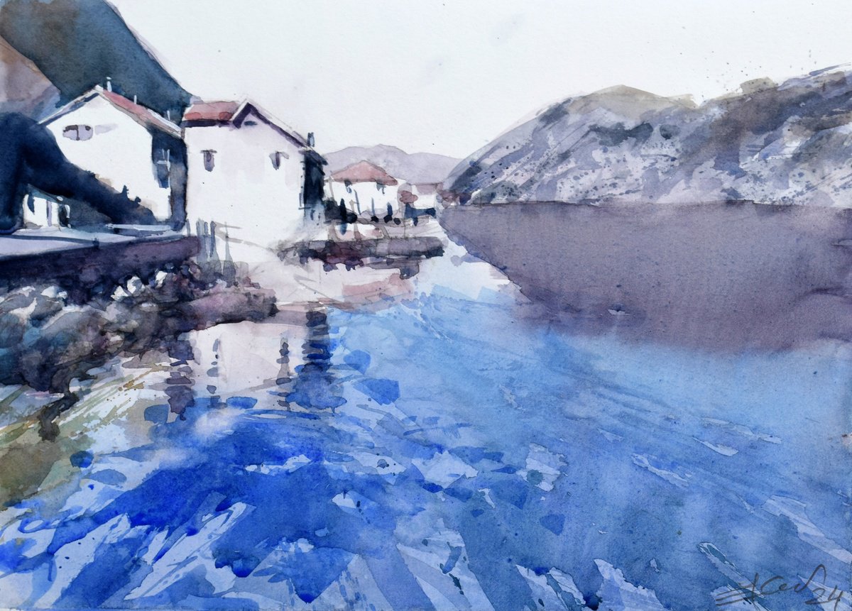 Adriatic sea hint 2 by Goran Zigolic Watercolors