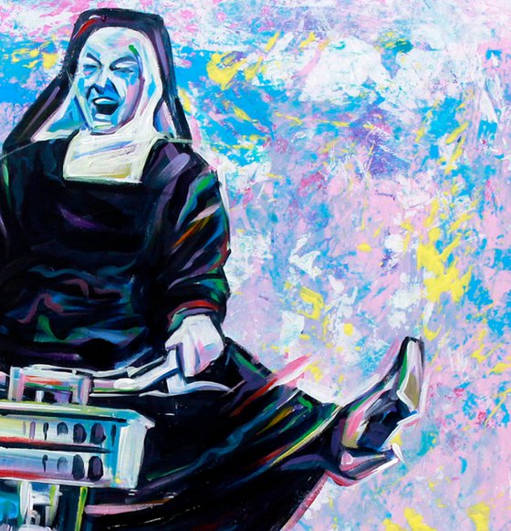 Bicycle. Bike. Nun with a bicycle,