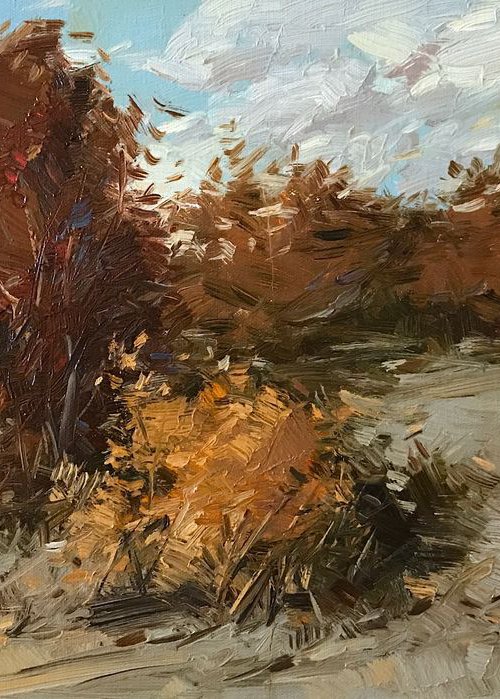 Autumn Evening, Landscape oil painting, One of a kind, Signed, Handmade artwork by Vahe Yeremyan