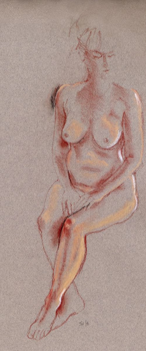 Nude seated, looking to left by Julia Wakefield