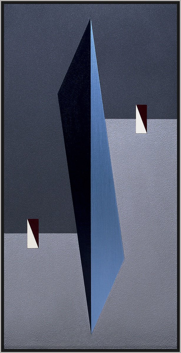 Geometric Abstract Painting By Rich Moyers, 13 X 25", Intersecting Twilight, Original Artwork