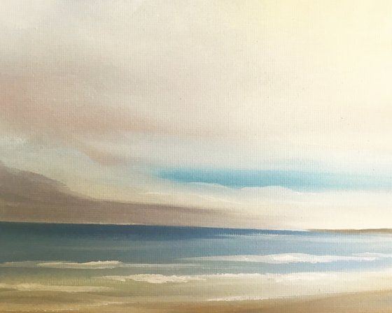 When The Ebbing Tide Retreats  - Original Seascape Oil Painting on Stretched Canvas