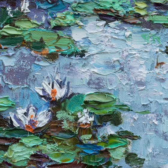 White water lilies Original Oil painting