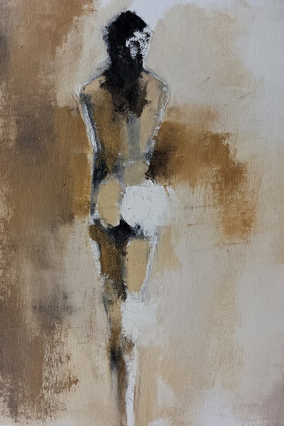 Beauty of woman Abstract and figurative art. Oil on canvas.