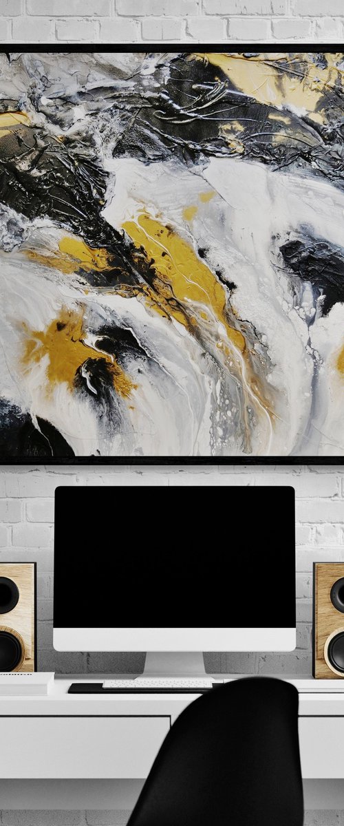 Imperial Bullion 160cm x 100cm Textured Abstract Art by Franko