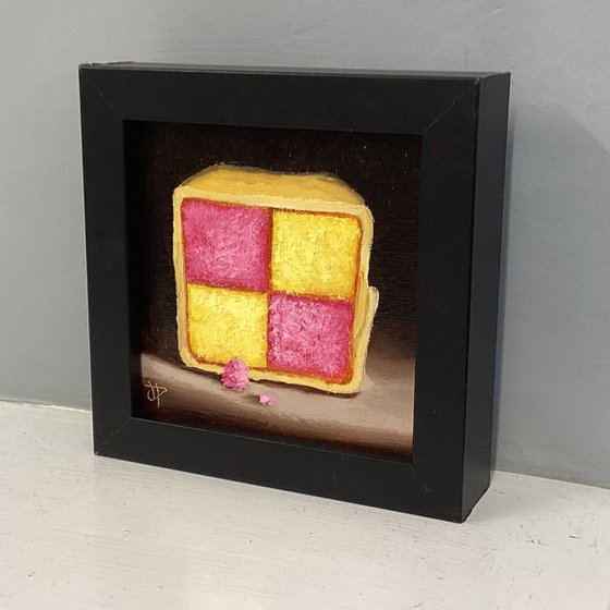 Little Battenberg cake slice