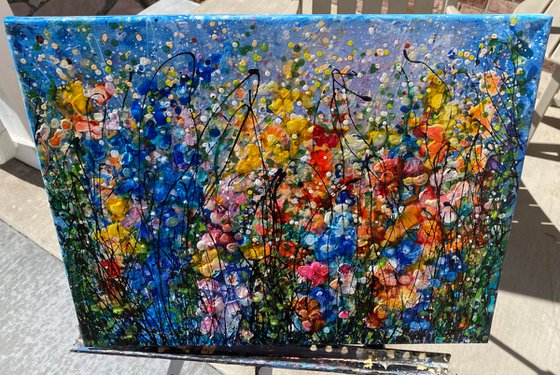 Grassland with Feelings -  Original Painting on Canvas influenced by Jackson Pollock's Style