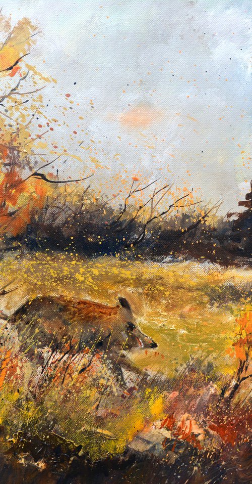 A running wild boar by Pol Henry Ledent