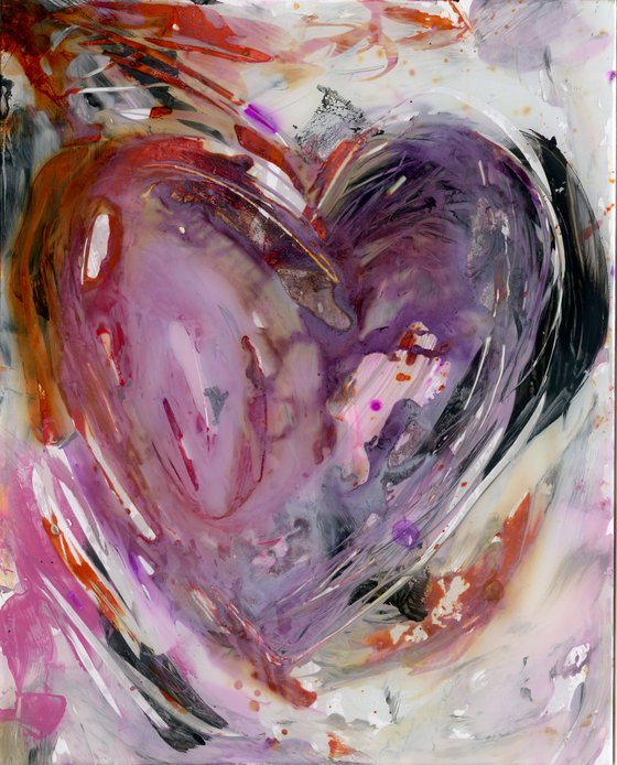 Songs Of The Heart 5 - Framed Mixed Media Abstract Heart painting by Kathy Morton Stanion
