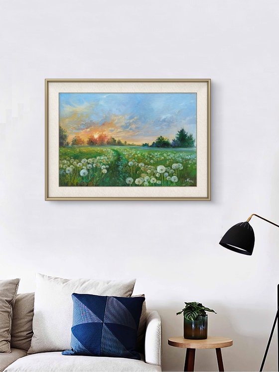 Landscape with dandelions