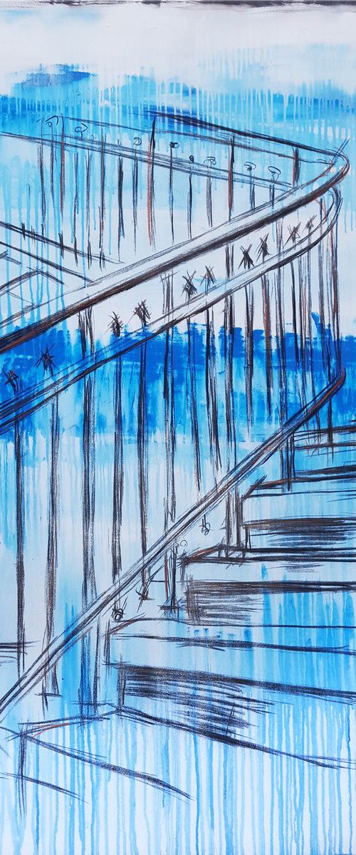 Stairs in Blue #1 *Series LOST PLACES* by Stefanie Rogge