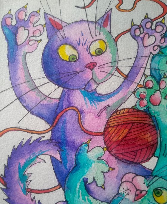 Cat Illustration - 'Rough and Tumble'