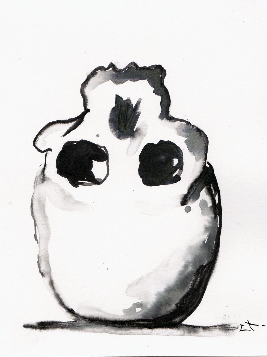 Expressive Portrait Ink Drawing By Lionel Le Jeune, 6 X 8", Skull, Original Artwork