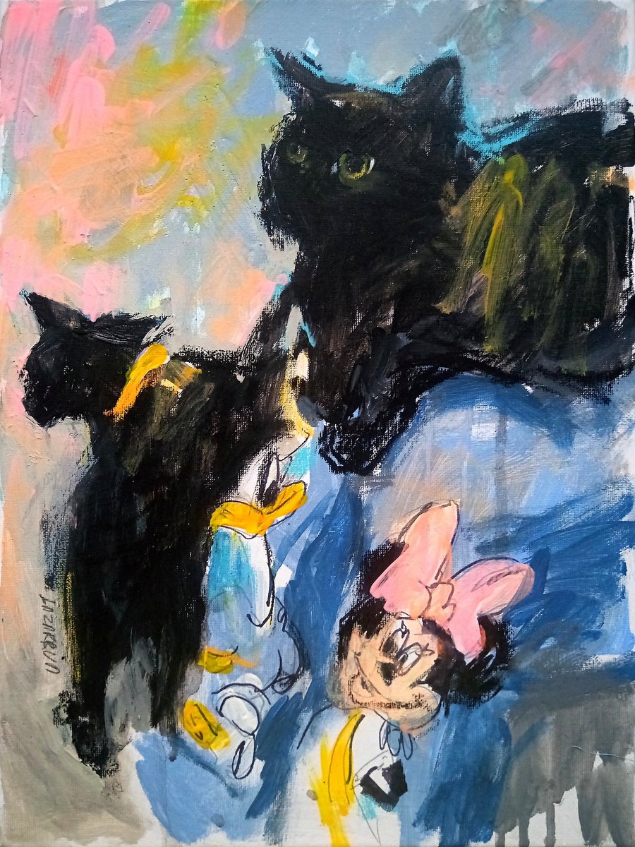 Black Cat & Minnie Mouse #2 by Valerie Lazareva