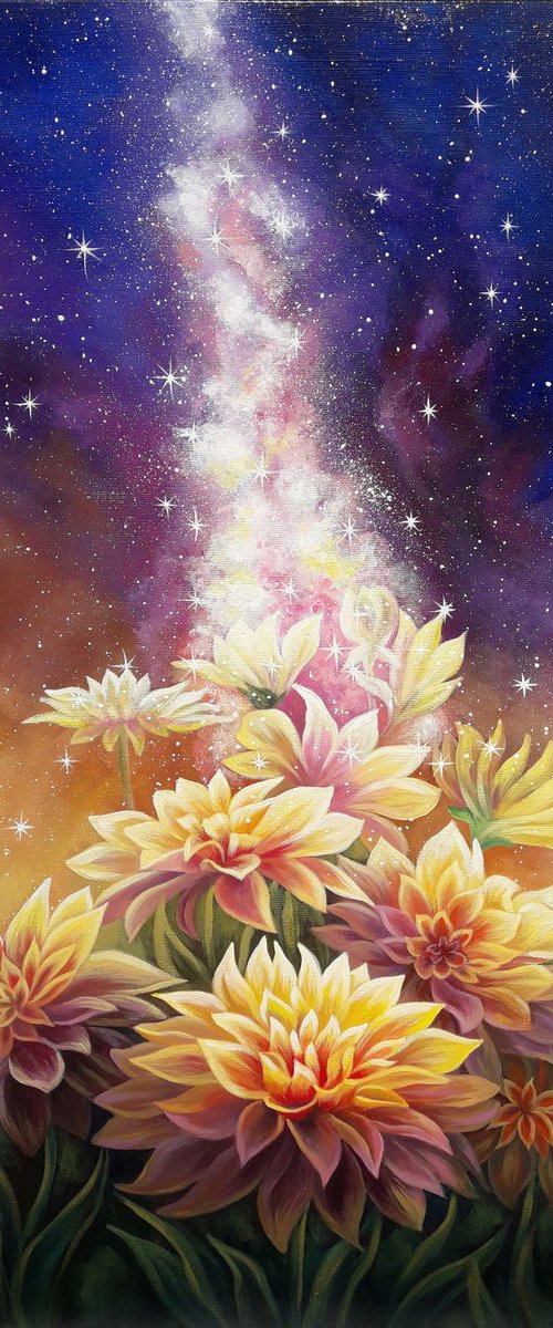 "Celestial blessing", milky way painting, galaxy space art, night sky by Anna Steshenko