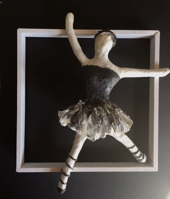 Black Swan - ballerina paper mache sculpture