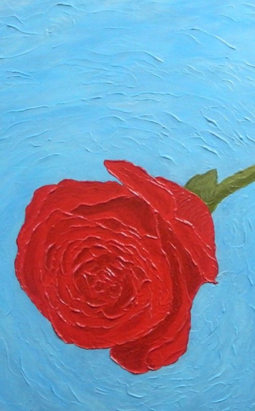 Forever Lovely - spring shower red rose painting; gift ideas; home, office decor by Liza Wheeler