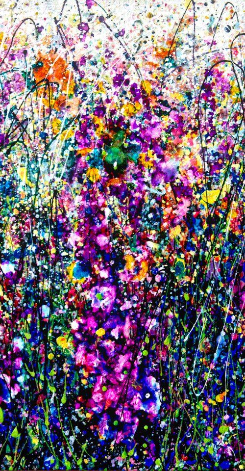 Hollyhock Harmony – Commission by Lena Owens at OLena Art