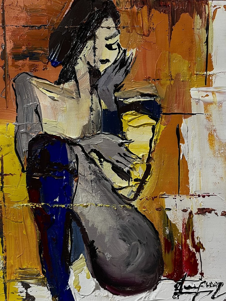 Abstract Portrait Oil Painting By Vahe Bagumyan, 8 X 10", Echoes Of The Mind, Original Artwork