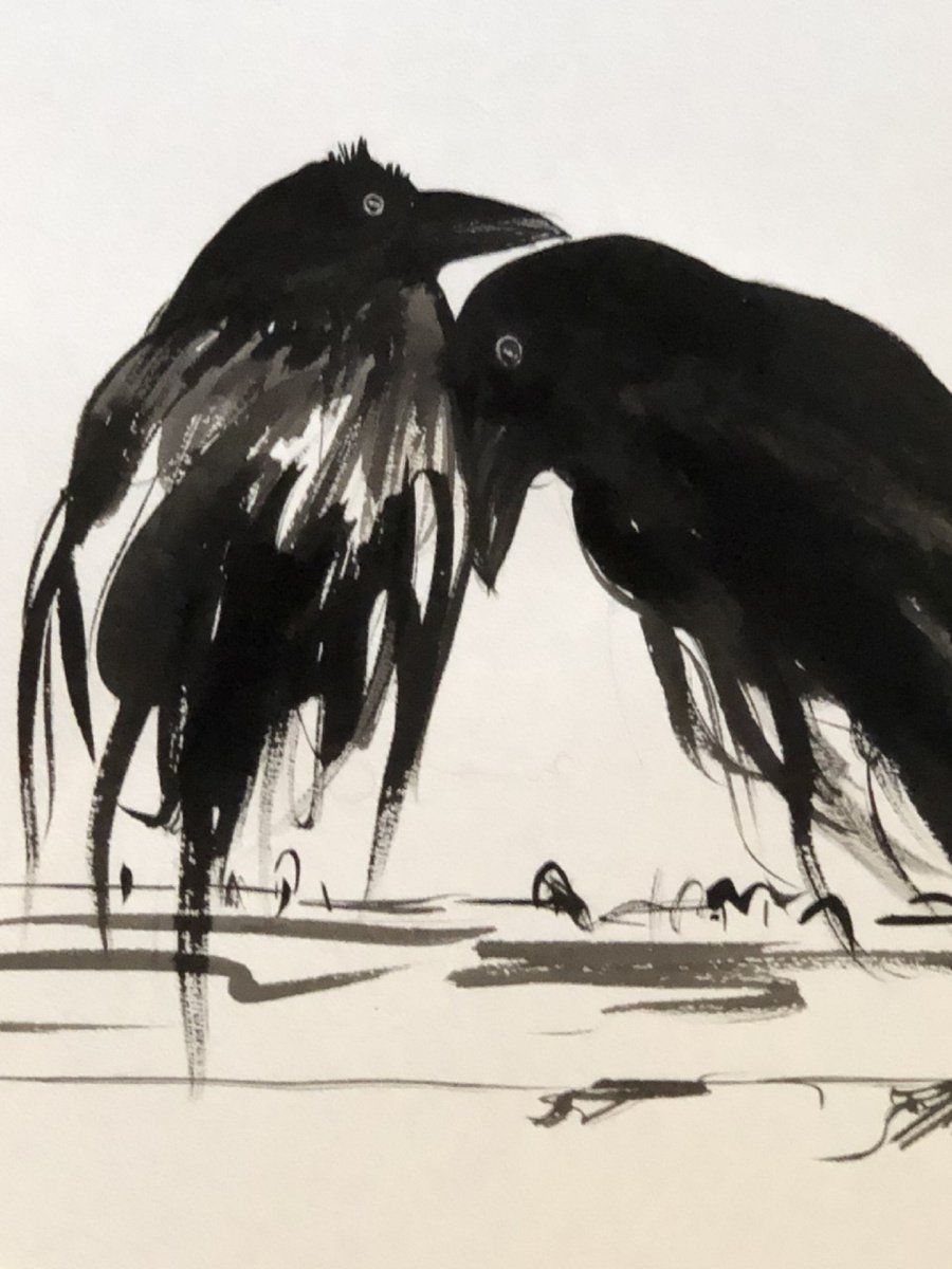 Impressionistic Animal Ink Drawing By Shabs Beigh, 20 X 28", Loved Up, Original Artwork