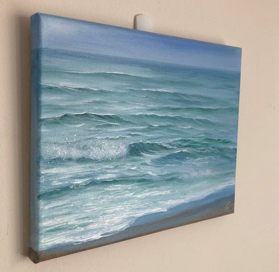 Windy Day, plein air ocean oil painting by Eva Volf