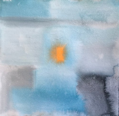 Abstract Rectangles Orange Grey and Blue by Catherine Winget