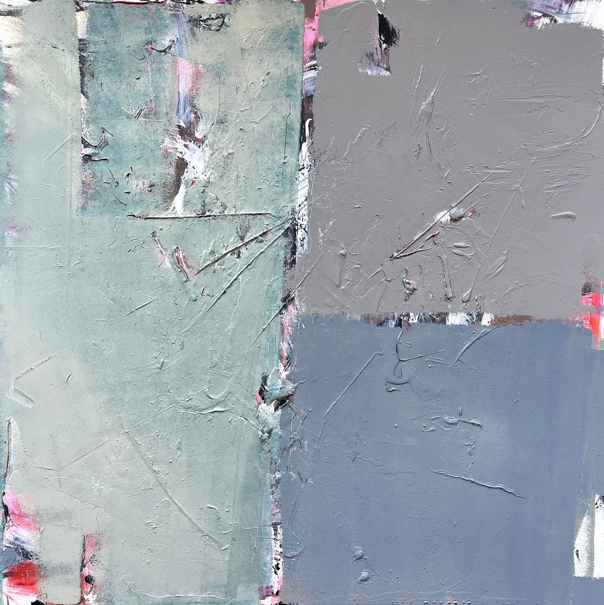 Geometric Abstract Acrylic Painting By Jason Forcier, 48 X 48, Thin Walls, Original Artwork