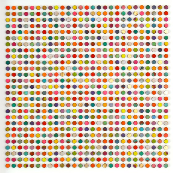 Seven Hundred and Twenty Nine 3D Painted Dots with Gold Original Painting