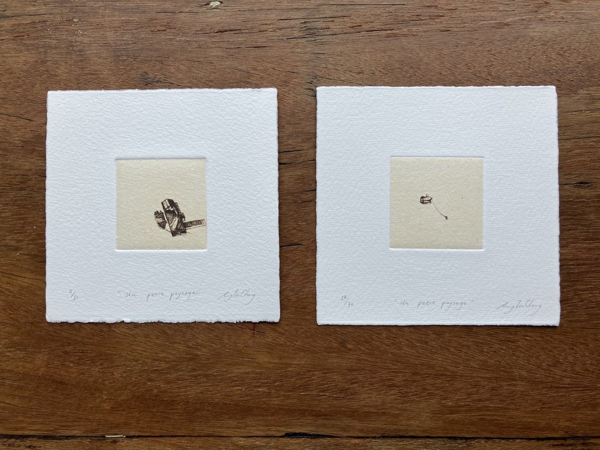 Rung Tsu Chang | Original Etchings & Engravings | “ Un Petit Paysage ” #47 & #21 | 13 X 13Cm | Artwork For Sale On Artfinder