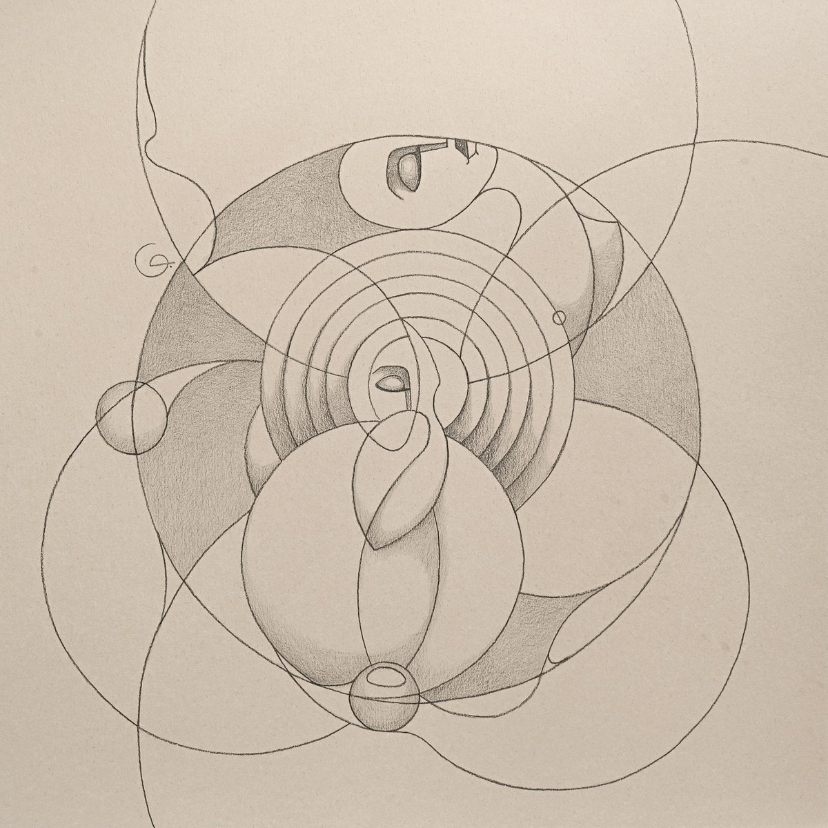 Geometric Abstract Pencil Drawing By Tetiana Gryshchenko, 20 X 20", Duality. Openness And Conservatism, Original Artwork