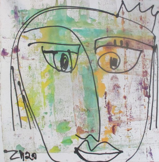 expressive green queen, girl portrait 19,7 x 19,7 inch