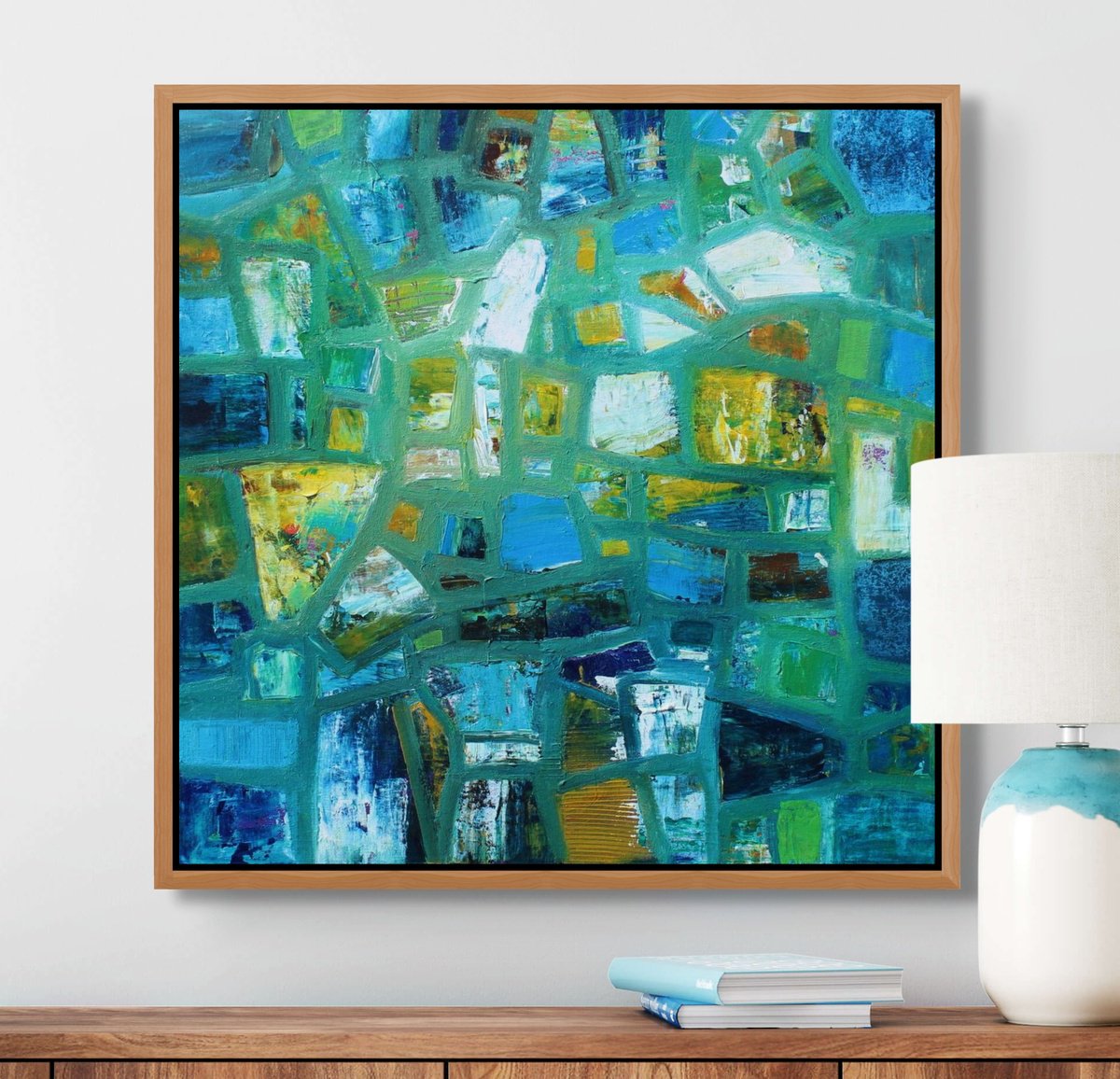 Expressive Abstract Acrylic Painting By Sage Mountain Studio, 24 X 24", Stories From The Sea, Original Artwork