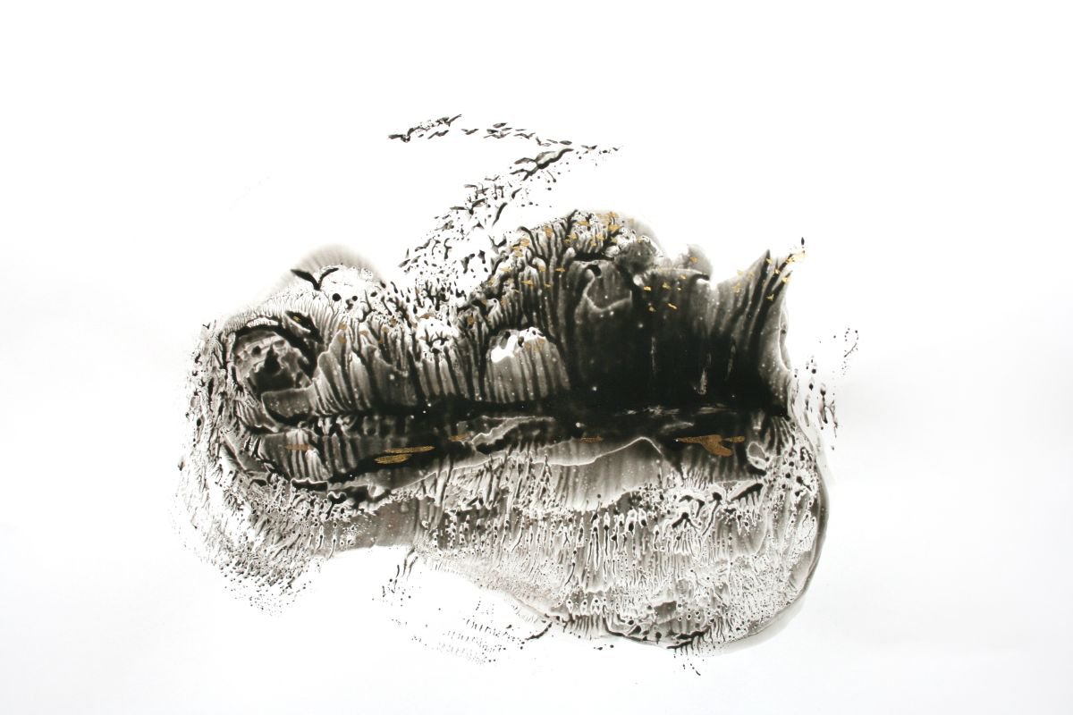 Abstract Landscape Drawing By Salana Art / Svetlana Samovarova, 11 X 8", Movement Of Autumn, Original Artwork