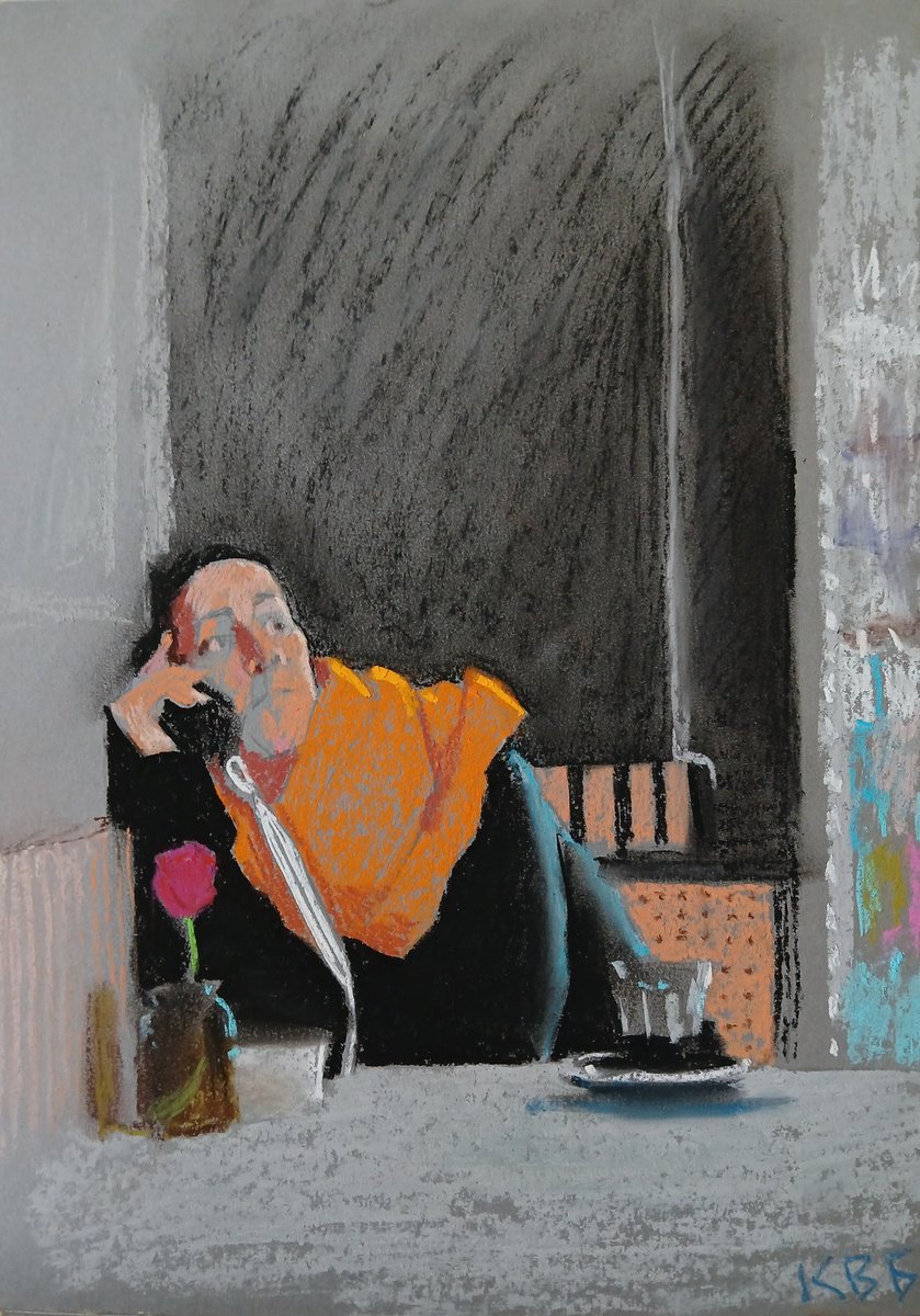 Graphic Pastel Drawing , Conversation By Vasyl Koval, 12 X 16, Artwork For Sale On Artfinder