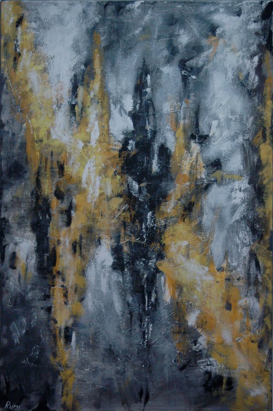 "Contrast Mood". Large expressive abstract painting. 120 x 80 cm.