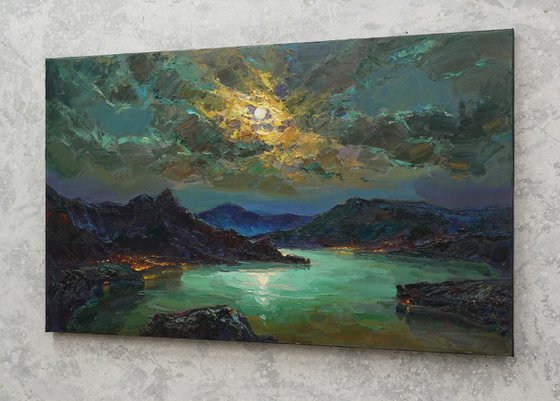 Night space over the bay