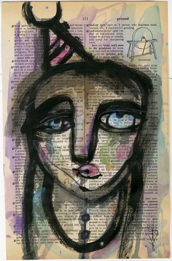 Funky Face 2020-34 - Mixed Media Painting by Kathy Morton Stanion