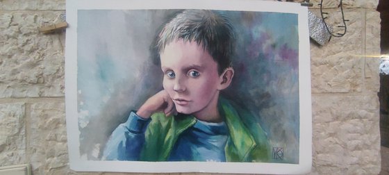 Watercolor portrait of child for commission( from a photo)