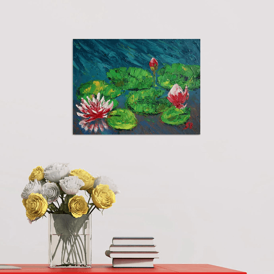 WATER LILIES, II / ORIGINAL OIL PAINTING