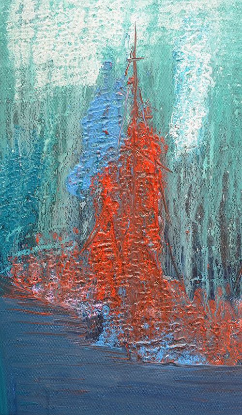 Sunken - underwater seascape on stretched cotton canvas, unique frothing technique, ready to hang, 70x50cm by Silvija Horvat - NataDaMano