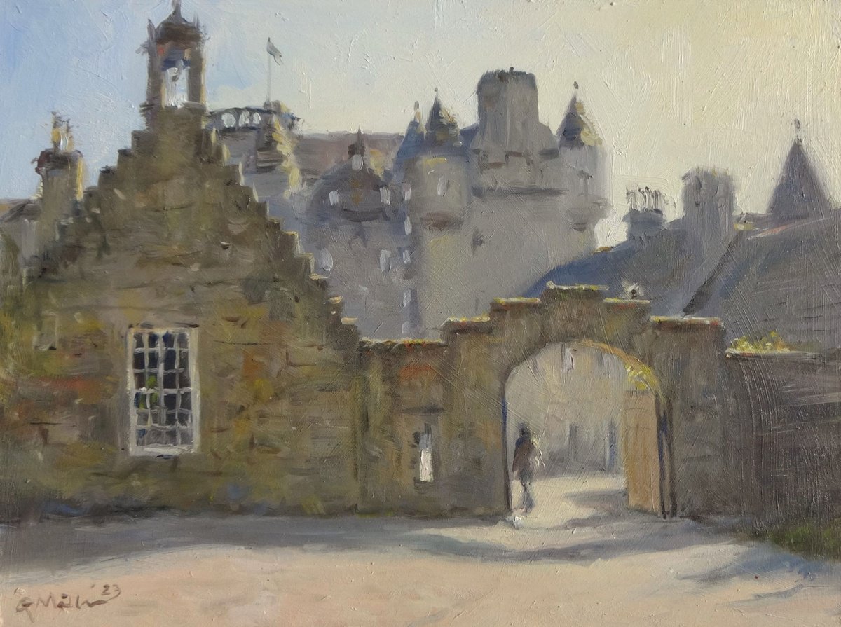 Castle Fraser, Aberdeenshire.One-of-a-Kind Oil Painting on Board. Unframed. by Gerry Miller